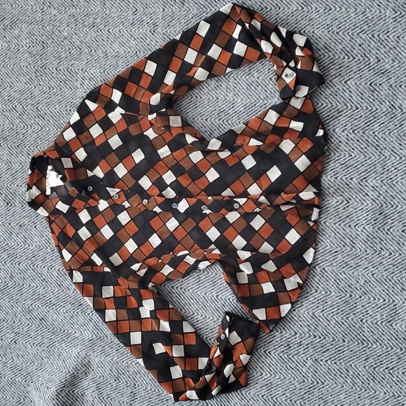VTG checkered sheer blouse - Picture 1 of 7